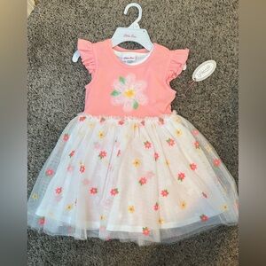 Little Lass Pink and White Floral Tulle Dress
